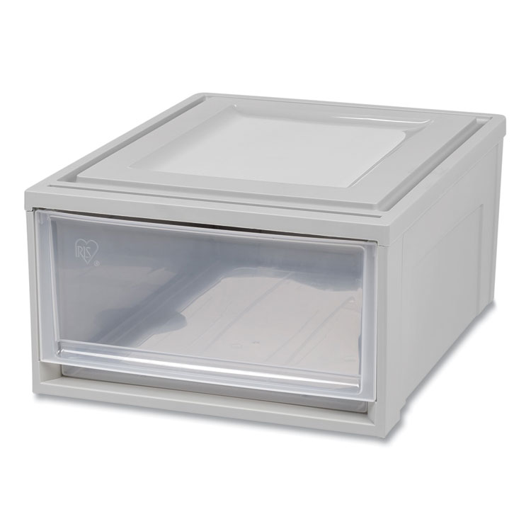 IRIS Stackable Storage Drawer, 7.75 gal, 15.75" x 19.62" x 9", Gray/Translucent Frost (IRS170473)