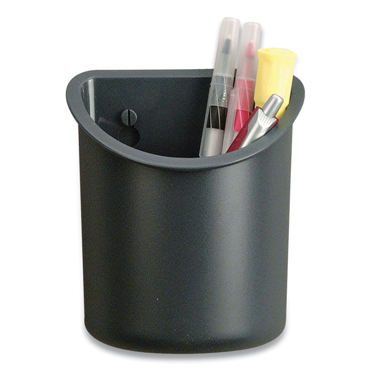 Officemate Verticalmate Plastic Pencil Cup, 4.25 x 4.25 x 5, Fabric Panel Mount, Gray (OIC29032)