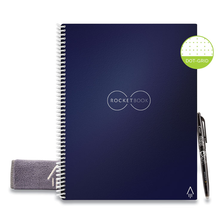 Rocketbook Core Smart Notebook, Dotted Rule (4 sq/in), Midnight Blue Cover, (16) 11 x 8.5 Sheets (RKBEVRLRCDF)