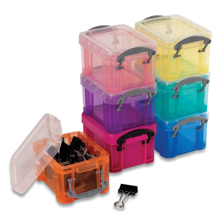 Really Useful Box Snap-Lid Storage Bin, 3.84 oz, 1.75 x 2.25 x 1.5, Randomly Assorted Colors (RUA014MIXEDCOLS)