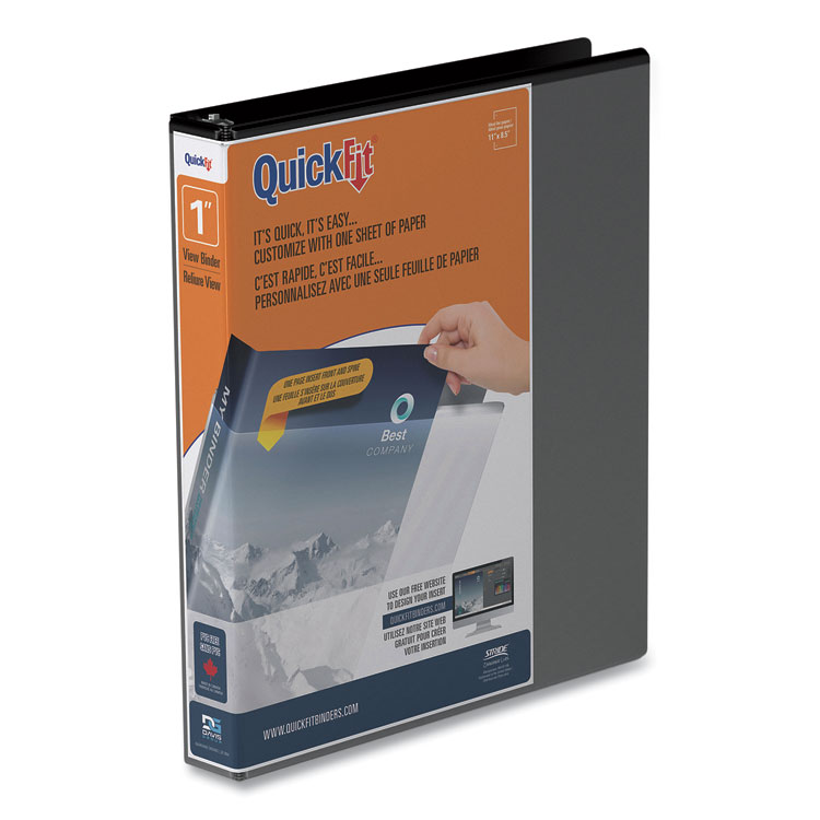 Stride QuickFit D-Ring View Binder, 3 Rings, 1" Capacity, 11 x 8.5, Black (STW87011)