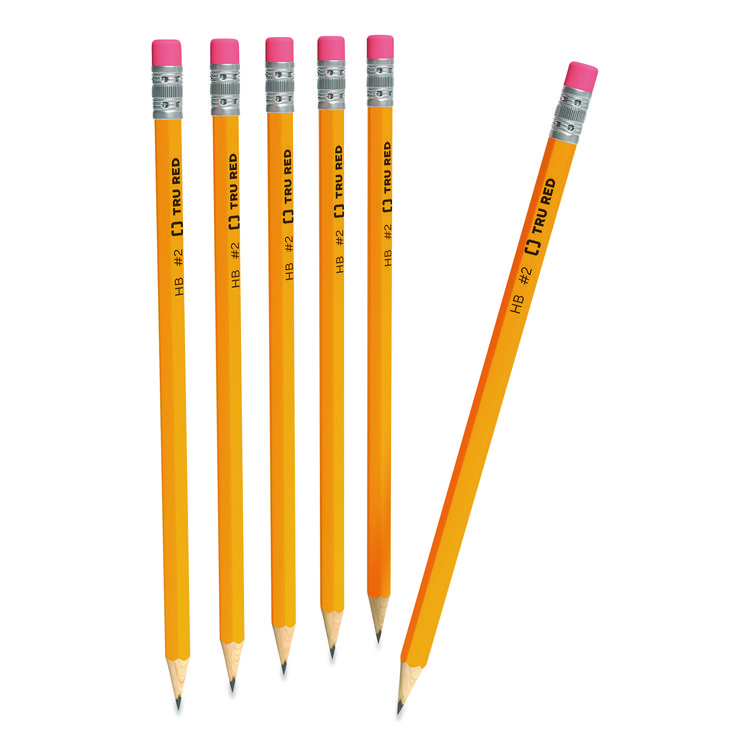 TRU RED Pre-Sharpened Wooden Pencil, HB (#2), Black Lead, Yellow Barrel, 72/Pack (TUD24424024)