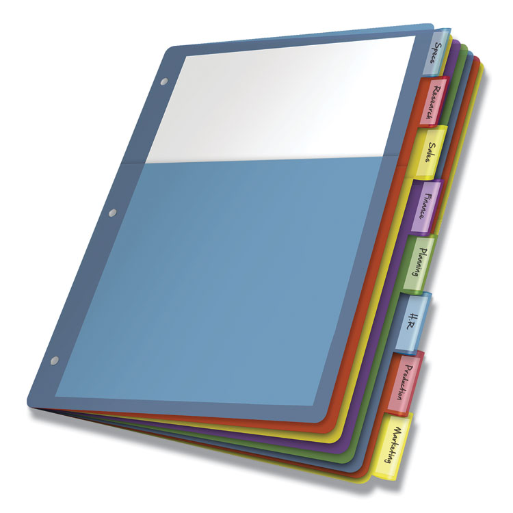 Cardinal Poly 1-Pocket Index Dividers, 8-Tab, 11 x 8.5, Assorted (CRD84017)