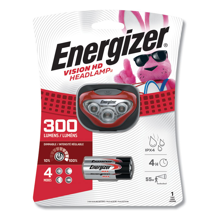 Energizer LED Headlight, 3 AAA Batteries (Included), Red (EVEHDB32E)