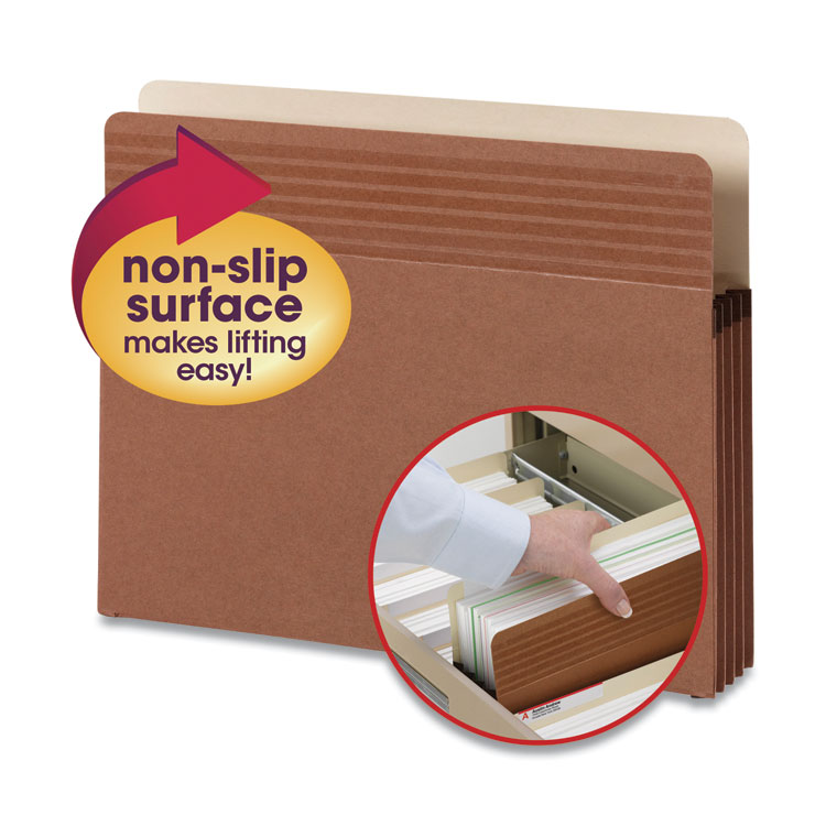 Smead Easy Grip Pockets, 3.5" Expansion, Letter Size, Redrope, 25/Box (SMD73208)