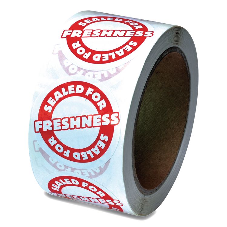 Iconex Tamper Seal Label, 2" dia, Red/White, 500/Roll, 4 Rolls/Carton (ICX90232498)