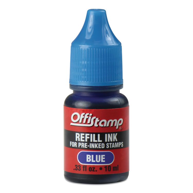 Offistamp Refill Ink for Pre-Inked Stamps, 0.33 oz, Blue (MKG034518)