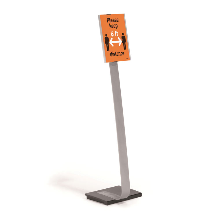 Durable Info Sign Duo Floor Stand, Letter-Size Inserts, 15 x 46.5, Clear (DBL481423)