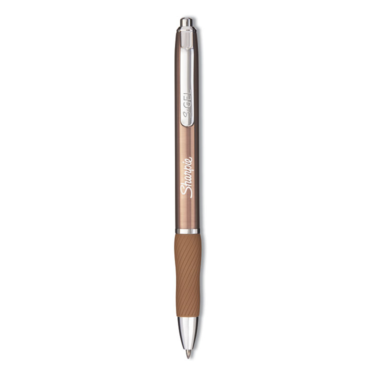 Sharpie S-Gel S-Gel Premium Metal Barrel Gel Pen, Retractable, Medium 0.7 mm, Black Ink, Champagne Barrel, Dozen (SAN2147526)