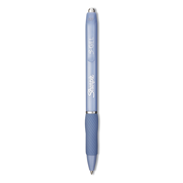 Sharpie S-Gel S-Gel Fashion Barrel Gel Pen, Retractable, Medium 0.7 mm, Black Ink, Frost Blue Barrel, Dozen (SAN2126232)