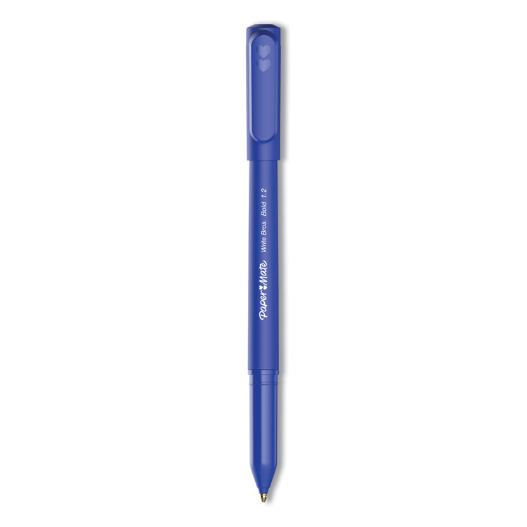 Paper Mate Write Bros. Ballpoint Pen, Stick, Bold 1.2 mm, Blue Ink, Blue Barrel, Dozen (PAP2124513)