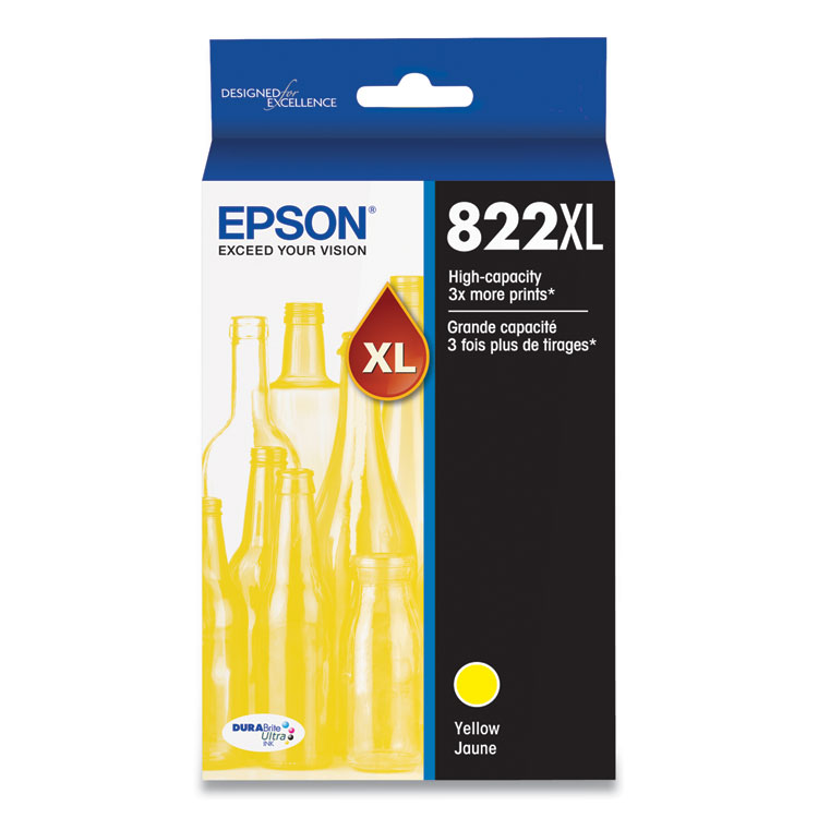 Epson T822XL420-S (T822XL) DURABrite Ultra High-Yield Ink, 1,100 Page-Yield, Yellow (EPST822XL420S)