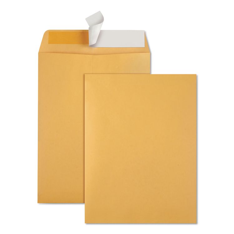 Quality Park Redi-Strip Catalog Envelope, #10 1/2, Cheese Blade Flap, Redi-Strip Adhesive Closure, 9 x 12, Brown Kraft, 100/Box (QUA44562)