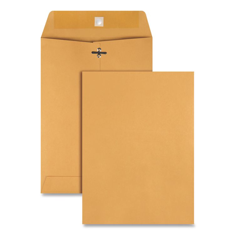 Quality Park Clasp Envelope, 28 lb Bond Weight Kraft, #75, Square Flap, Clasp/Gummed Closure, 7.5 x 10.5, Brown Kraft, 100/Box (QUA37875)