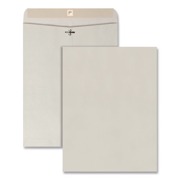 Quality Park Clasp Envelope, 28 lb Bond Weight Kraft, #97, Square Flap, Clasp/Gummed Closure, 10 x 13, Executive Gray, 100/Box (QUA38597)