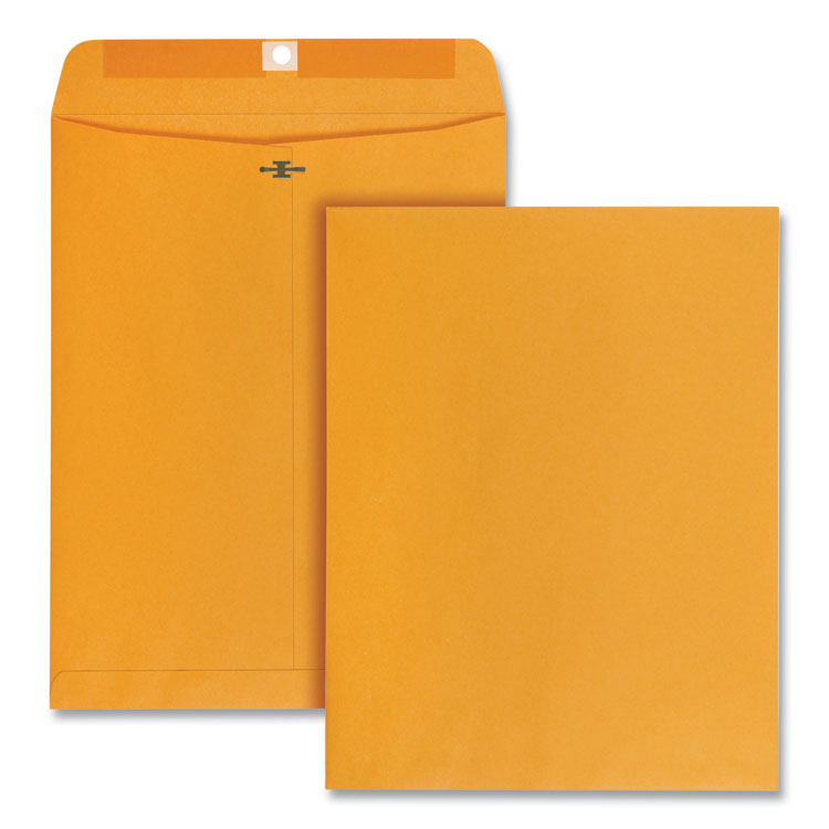 Quality Park Clasp Envelope, 28 lb Bond Weight Kraft, #97, Square Flap, Clasp/Gummed Closure, 10 x 13, Brown Kraft, 100/Box (QUA37897)