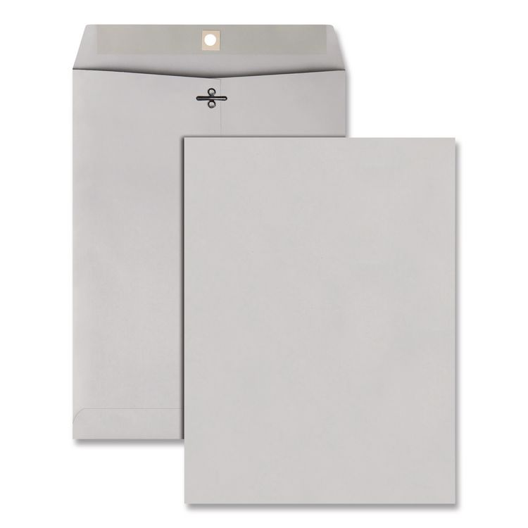 Quality Park Clasp Envelope, 28 lb Bond Weight Kraft, #90, Square Flap, Clasp/Gummed Closure, 9 x 12, Executive Gray, 100/Box (QUA38590)