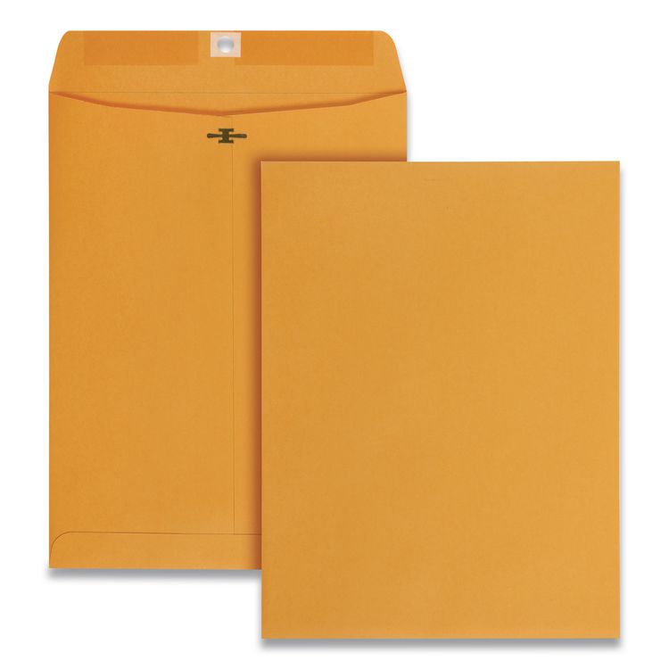 Quality Park Clasp Envelope, 28 lb Bond Weight Kraft, #90, Square Flap, Clasp/Gummed Closure, 9 x 12, Brown Kraft, 250/Carton (QUA37590)