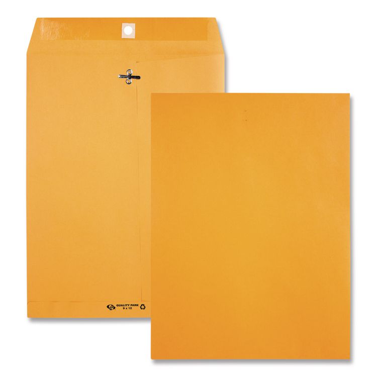 Quality Park Clasp Envelope, 28 lb Bond Weight Kraft, #97, Square Flap, Clasp/Gummed Closure, 10 x 13, Brown Kraft, 100/Box (QUA38197)