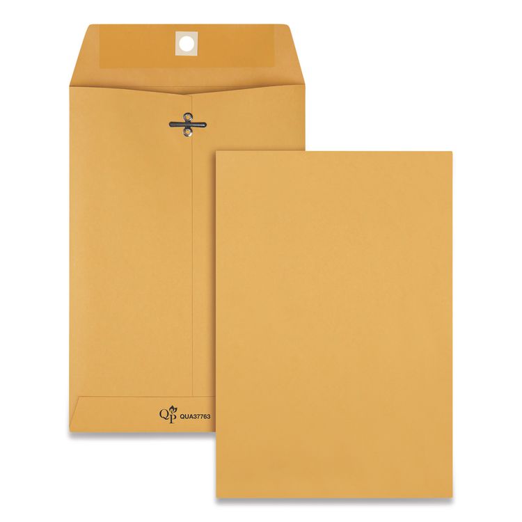 Quality Park Clasp Envelope, 32 lb Bond Weight Kraft, #1 3/4, Square Flap, Clasp/Gummed Closure, 6.5 x 9.5, Brown Kraft, 100/Box (QUA37763)