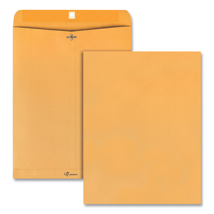 Quality Park Clasp Envelope, 32 lb Bond Weight Kraft, #15 1/2, Square Flap, Clasp/Gummed Closure, 12 x 15.5, Brown Kraft, 100/Box (QUA37810)