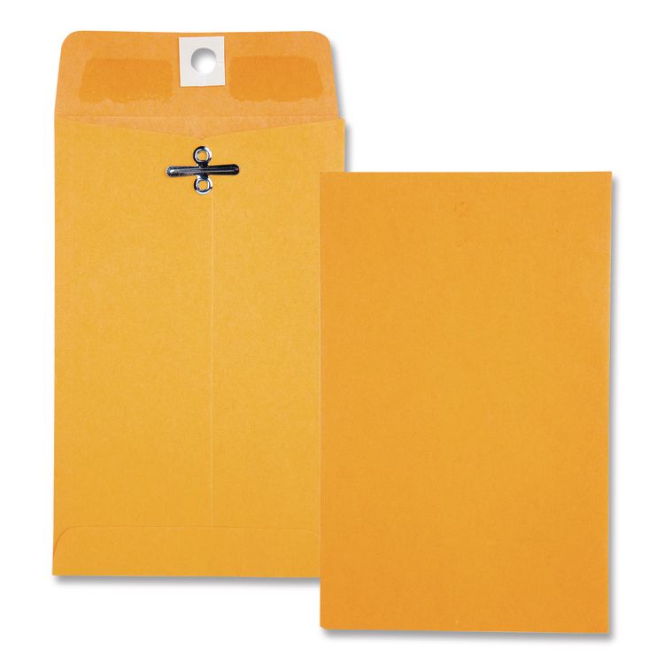 Quality Park Clasp Envelope, 28 lb Bond Weight Kraft, #15, Square Flap, Clasp/Gummed Closure, 4 x 6.38, Brown Kraft, 100/Box (QUA37815)