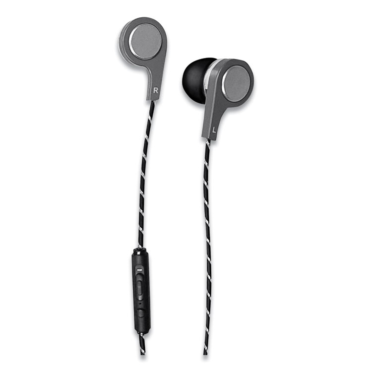 Maxell Bass 13 Metallic Earbuds with Microphone, 4 ft Cord, Silver (MAX199600)