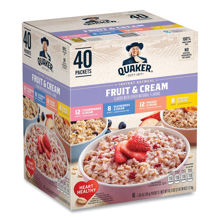 Quaker Instant Oatmeal, Assorted Varieties, 1.05 oz Packet, 40/Box (GRR22001144)