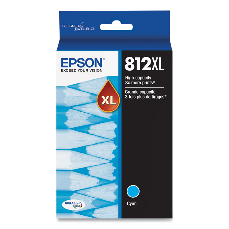 Epson T812XL220-S (T812XL) DURABrite Ultra High-Yield Ink, 1,100 Page-Yield, Cyan (EPST812XL220S)