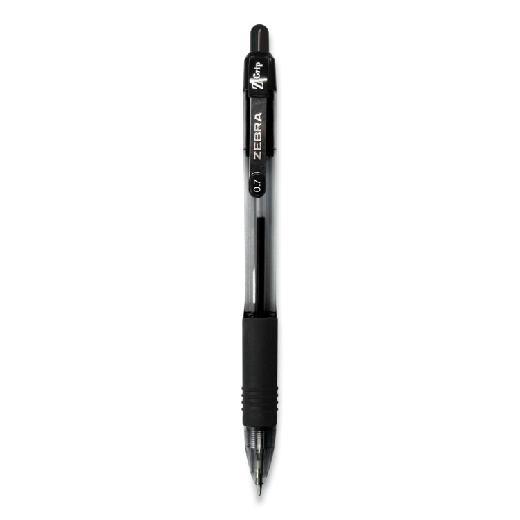 Zebra Z-Grip Ballpoint Pen, Retractable, Medium 0.7 mm, Black Ink, Clear/Black Barrel, 30/Pack (ZEB25130)