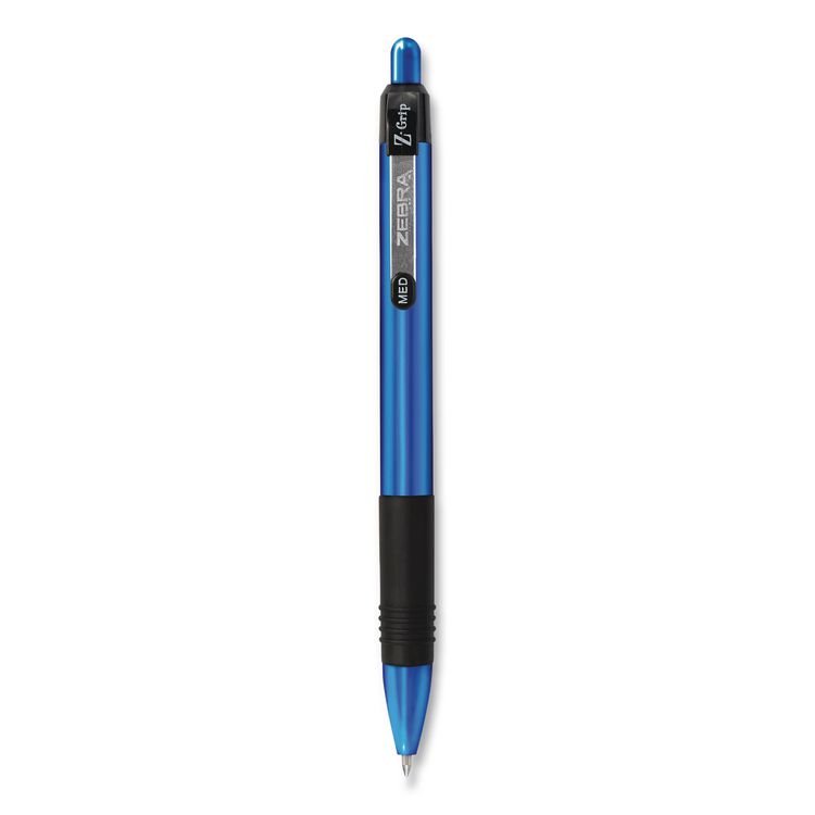 Zebra Z-Grip Metal Ballpoint Pen, Retractable, Medium 1 mm, Blue Ink, Blue/Black Barrel, 12/Pack (ZEB27020)