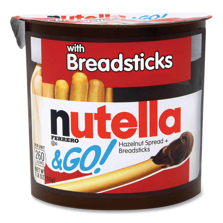 Nutella Hazelnut Spread and Breadsticks, 1.8 oz Single-Serve Tub, 16/Pack (GRR22001135)