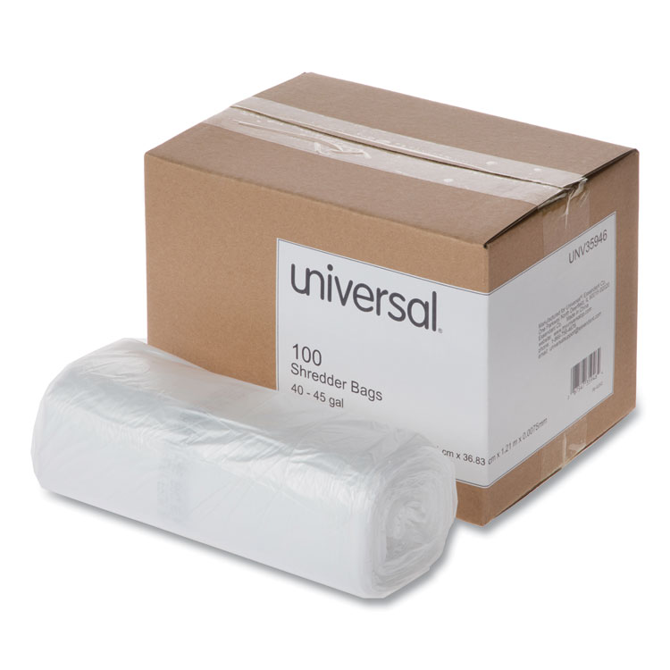 Universal High-Density Shredder Bags, 40-45 gal Capacity, 100/Box (UNV35946)