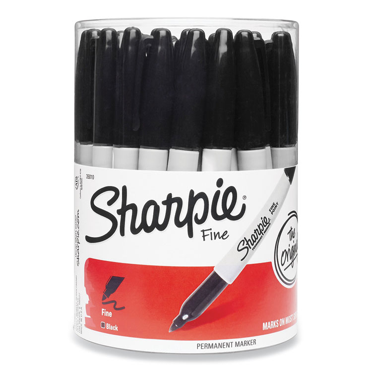 Sharpie Fine Tip Permanent Marker, Canister, Black, 36/Pack (SAN35010)