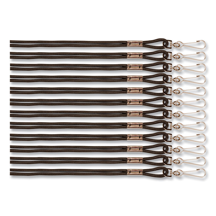 Champion Sports Lanyard, Metal J-Hook Fastener, 20" Long, Black, 12/Pack (CSI126BLK)