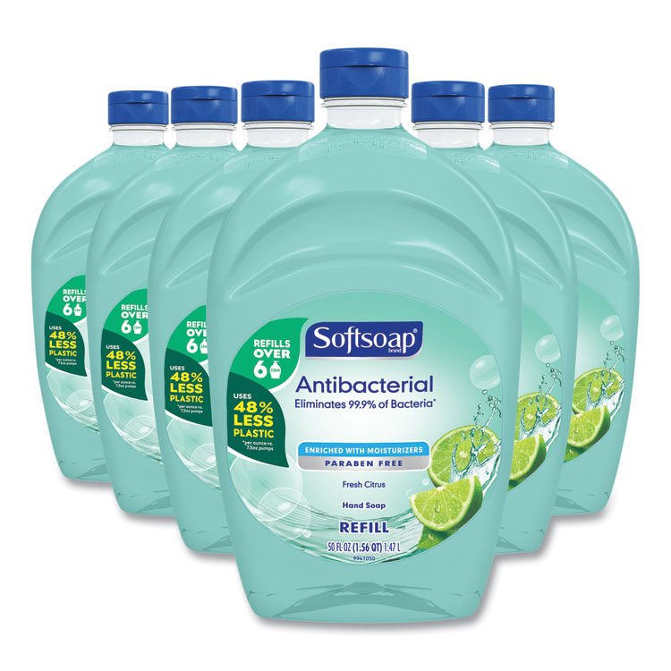 Softsoap Antibacterial Liquid Hand Soap Refill, Fresh Scent, 50 oz, Green, 6/Carton (CPC45991)