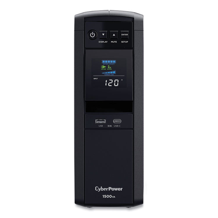 CyberPower PFC Sinewave CP1500PFCLCD UPS Battery Backup, 12 Outlets, 1,500 VA, 1,030 J (CYPCP1500PFCLCD)