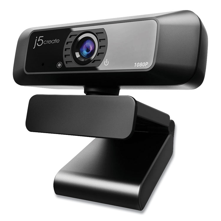 j5create JVCU100 USB HD Webcam, 1920 pixels x 1080 pixels, 2 Mpixels, Black (JCRJVCU100)