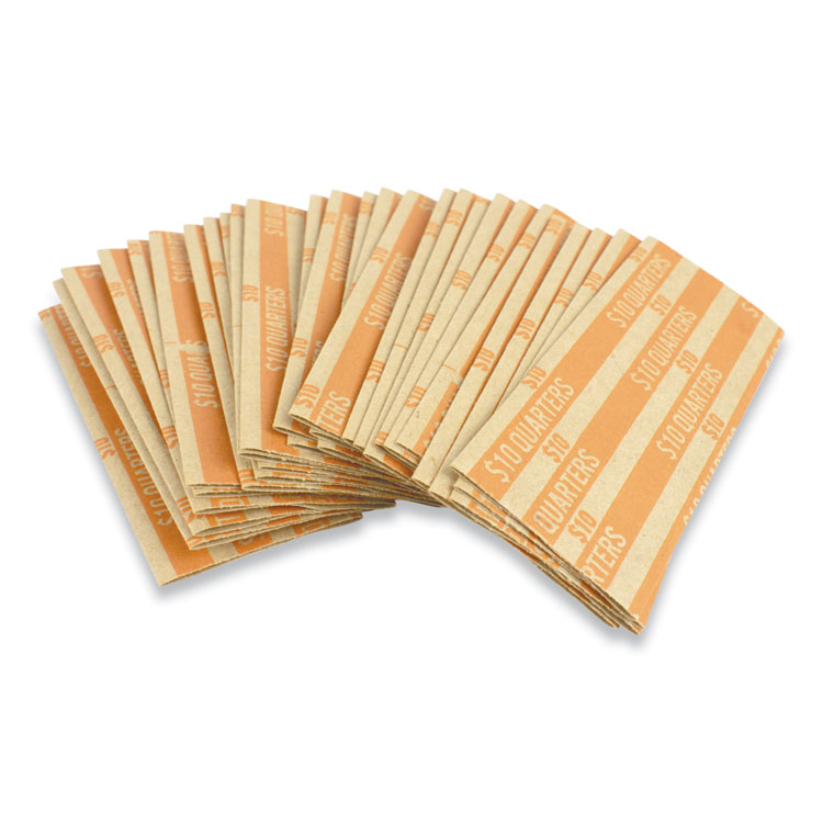 CONTROLTEK Flat Tubular Coin Wrap, Quarters, $10.00, Orange, 1,000/Box (CNK560045)