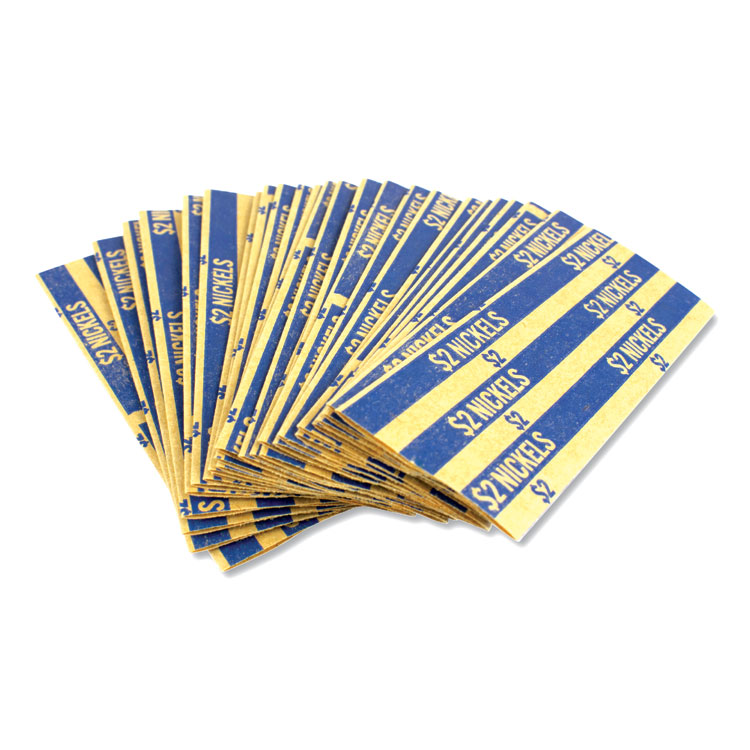 CONTROLTEK Flat Tubular Coin Wrap, Nickels, $2.00, Blue, 1,000/Box (CNK560043)