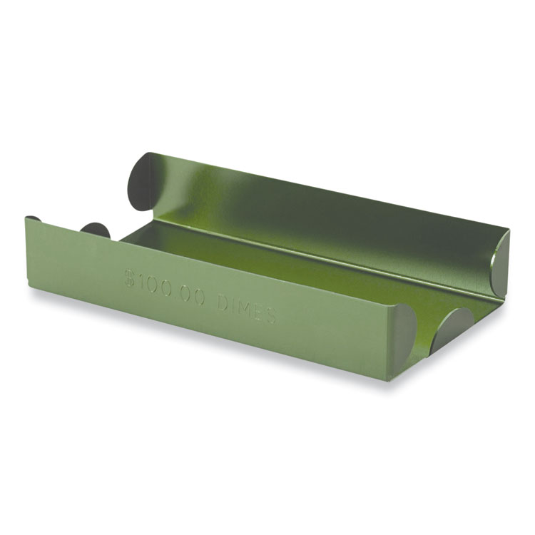 CONTROLTEK Metal Coin Tray, Dimes, Stackable, 3.5 x 10 x 1.75, Green (CNK560067)