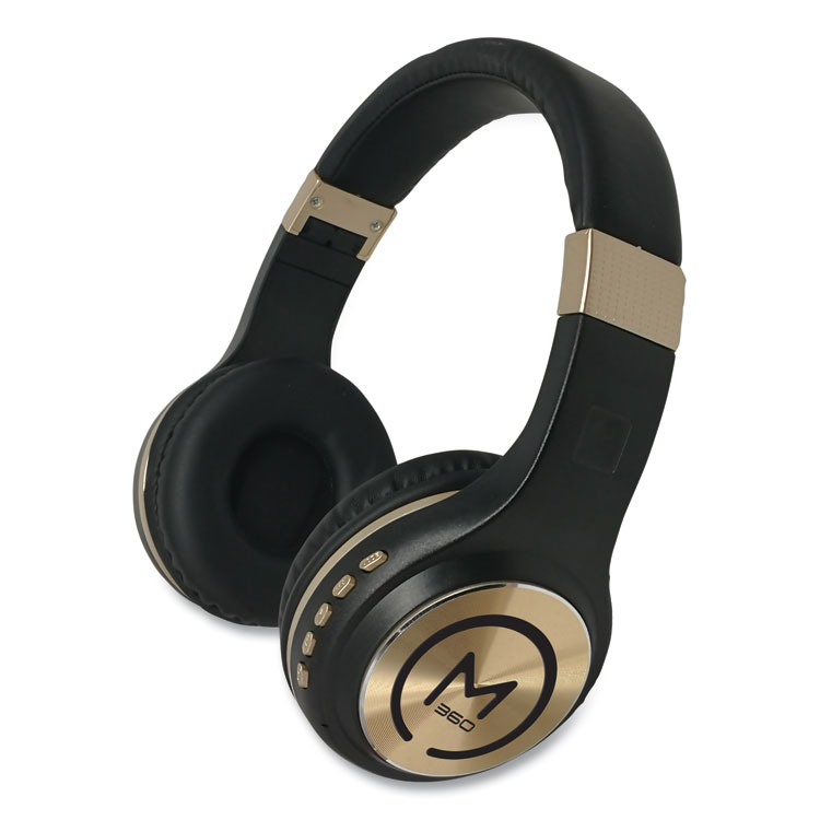 Morpheus 360 SERENITY Stereo Wireless Headphones with Microphone, 3 ft Cord, Black/Gold (MHSHP5500G)