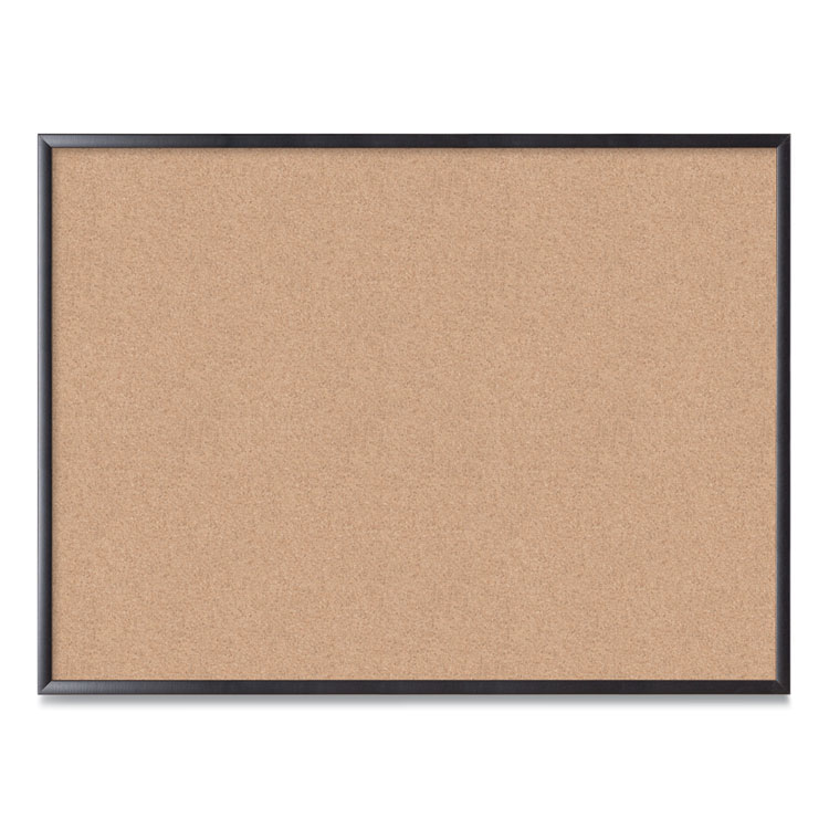 U Brands Cork Bulletin Board, 48" x 36" (Actual Size: 47" x 35"), Tan Surface, Black Wood Frame (UBR2876U0001)