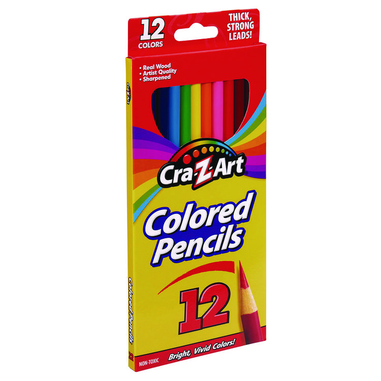 Cra-Z-Art Colored Pencils, 12 Assorted Lead and Barrel Colors, 12/Set (CZA1040472)