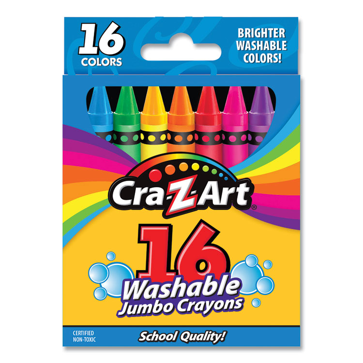 Cra-Z-Art Washable Jumbo Crayons, 16 Assorted Colors, 16/Pack (CZA1020448)