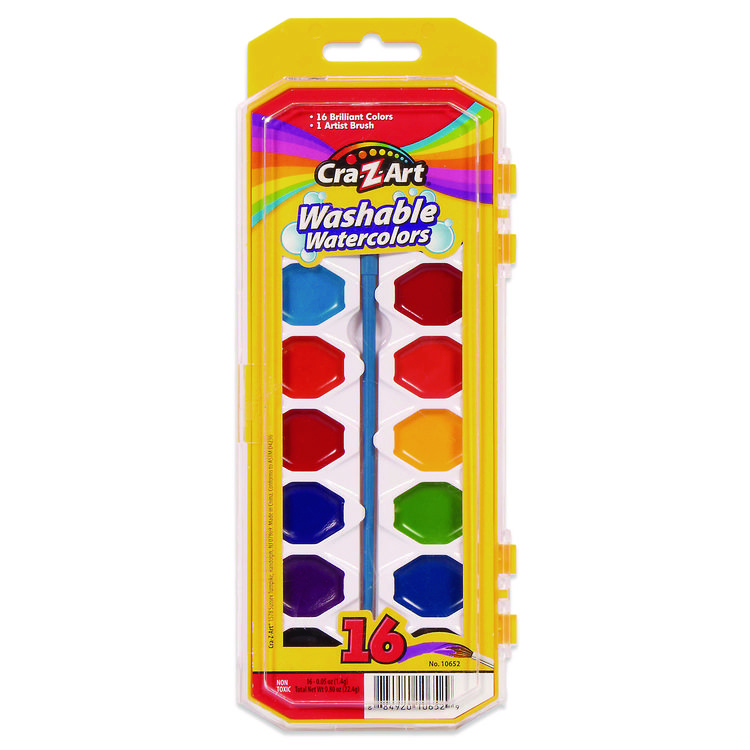Cra-Z-Art Washable Watercolors, 16 Assorted Colors, Palette Tray (CZA1065236)