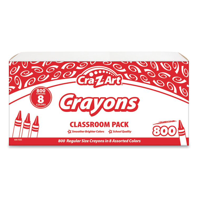 Cra-Z-Art Crayons, 8 Assorted Colors, 800/Pack (CZA740031)