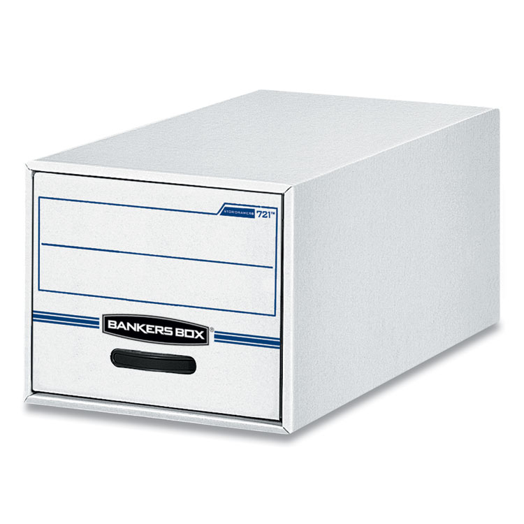 Bankers Box STOR/DRAWER Basic Space-Savings Storage Drawers, Legal Files, 16.75" x 19.5" x 11.5", White/Blue, 6/Carton (FEL00722)