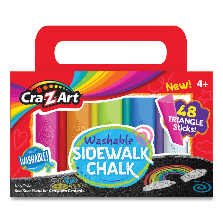 Cra-Z-Art Washable Sidewalk Chalk, Triangle Shaped, 12.63", 48 Assorted Bright Colors, 48 Sticks/Set (CZA10880)