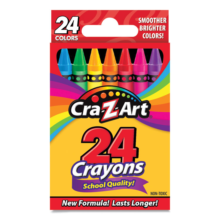 Cra-Z-Art School Quality Crayon, Assorted Colors, 24/Box (CZA1020148)